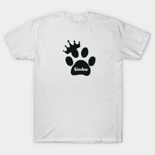 simba cat name made of hand drawn paw prints T-Shirt